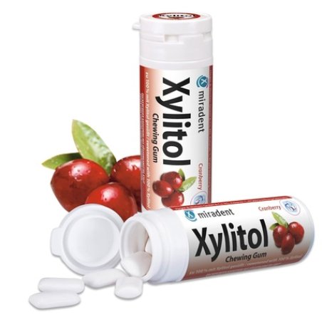 Miradent Xylitol Chewing Gum Dental Care Cranberry 30 Pieces