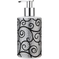 Soap Dispenser Cream Soap Filled 250ml Silver-Black With Stones Vivian Grey