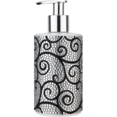Soap Dispenser Cream Soap Filled 250ml Silver-Black With Stones Vivian Grey