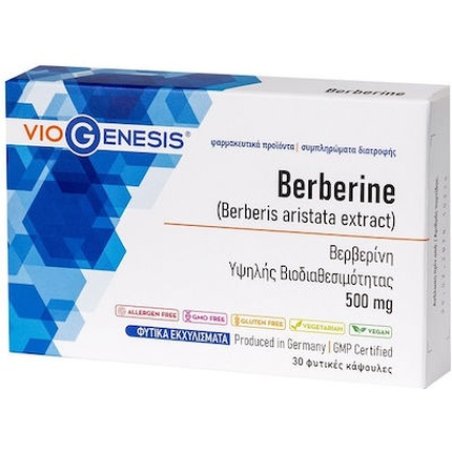 Viogenesis Berberine 500 Mg 30 Capsules - Herbal Dietary Supplement