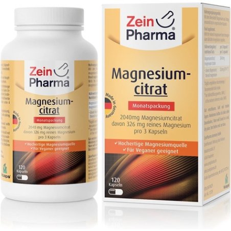 ZeinPharma Magnesium Citrate 680mg 120 Capsules - 5 Week Supply - Gluten-Free, Vegan, Kosher & Halal - Made in Germany