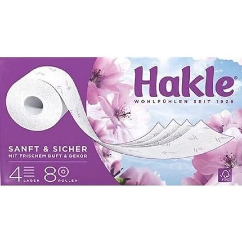 Hakle Toilet Paper Soft and Safe 4-ply - Pack of 8