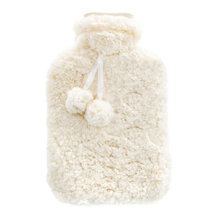 Ks Brands Teddy Fur Hot Water Bottle 2 Litre Cream