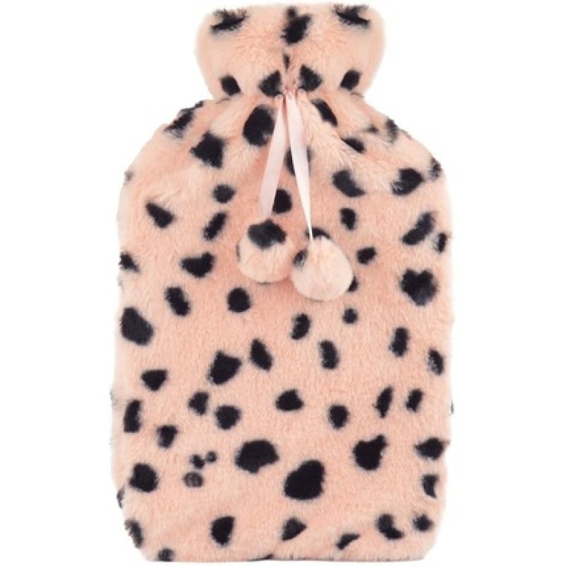 Follow That Dream Faux Fur Cover 2L Hot Water Bottle Pink Leopard Spots