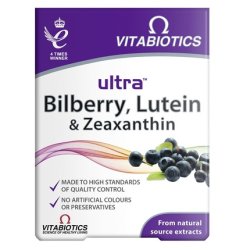 Vitabiotics Ultra Bilberry Lutein Zeaxanthin Dietary Supplement 30 Tablets