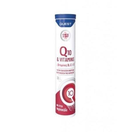 Quest Q10 & Vitamins B, C, E For Energy Production & Reduction Of Fatigue - 20 Effervescent Tablets