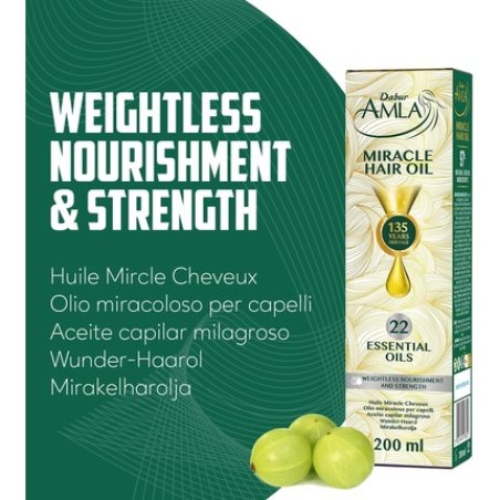 Dabur Amla Miracle Oil 200ml Infused With 22 Ayurvedic Essential Oils Suitable For All Hair Types Dermatologically