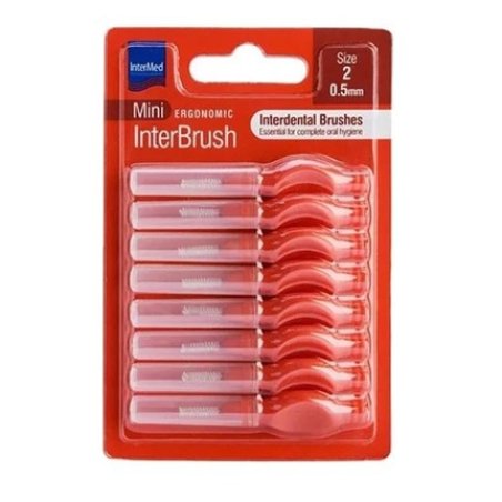 Intermed Intermed Ergonomic Mini Interdental Brushes With Handle Red 8 Pieces Size 2 - 0.5mm