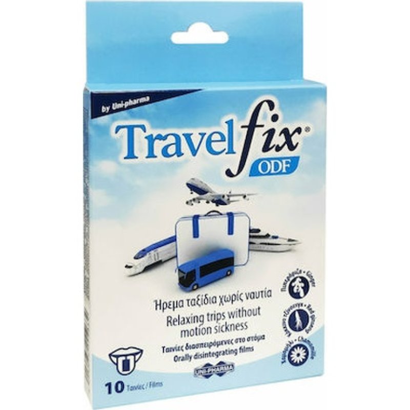 Uni-Pharma Travelfix Odf Dissolving Strips For Nausea - 10 Strips