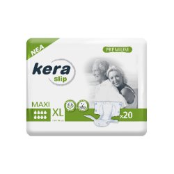 Kera Incontinence Slip Maxi Night Absorbent Nappies For Adults - Large, Pack Of 20 With Double Leak Protection