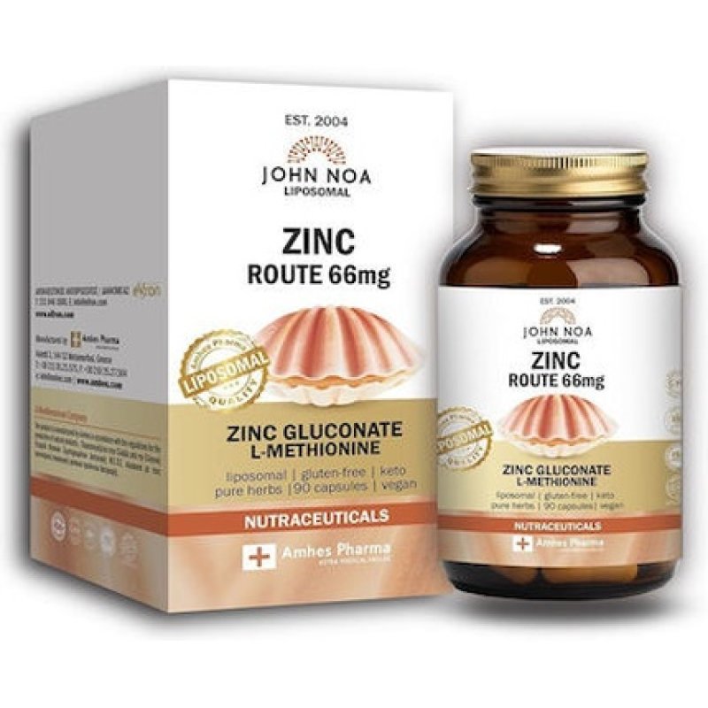John Noa Zinc Route 66mg Zinc Gluconate L-Methionine Liposomal Supplement - 90 Capsules
