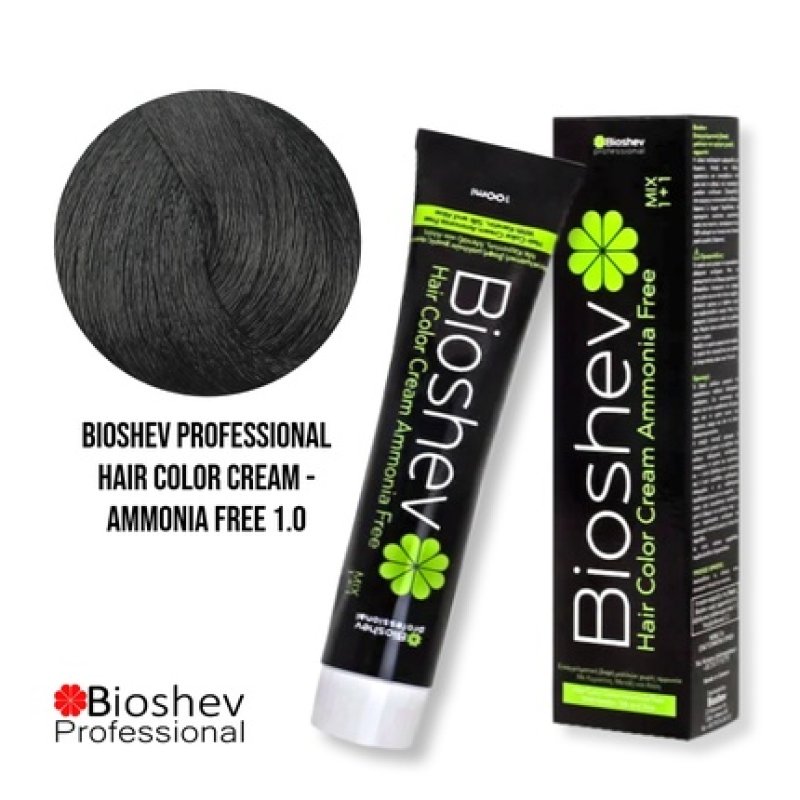 Bioshev Professional Hair Color Cream Ammonia Free 100ml - 1.0 / Black