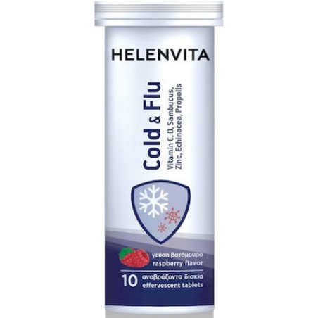 Helenvita Vitamin Cold Flu Dietary Supplement With Raspberry Flavor - 10 Effervescent Tablets