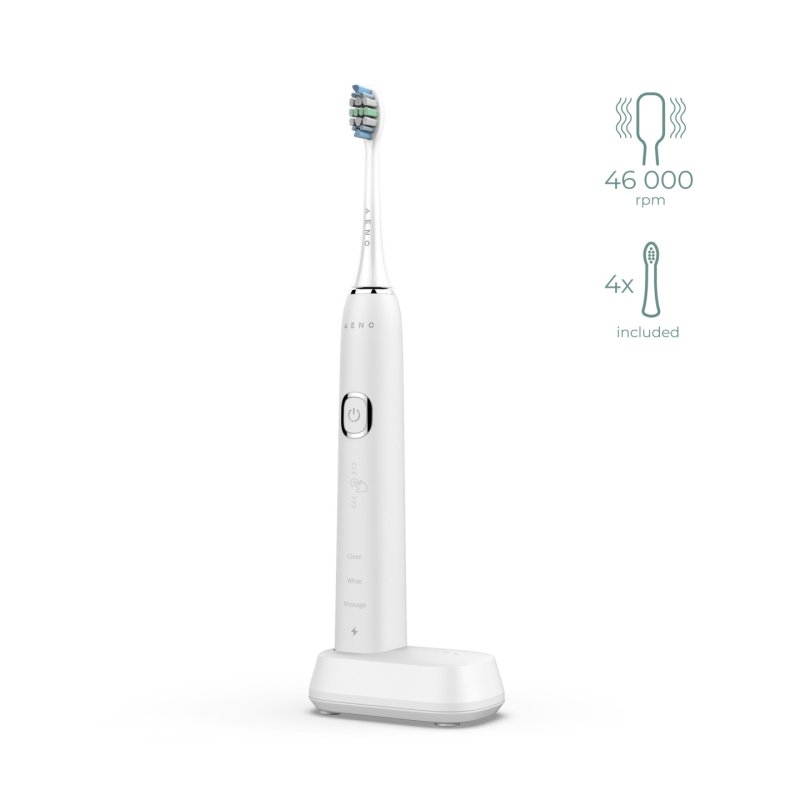AENO DB3 Sonic Toothbrush with 3 Cleaning Modes and 4 Brush Heads White