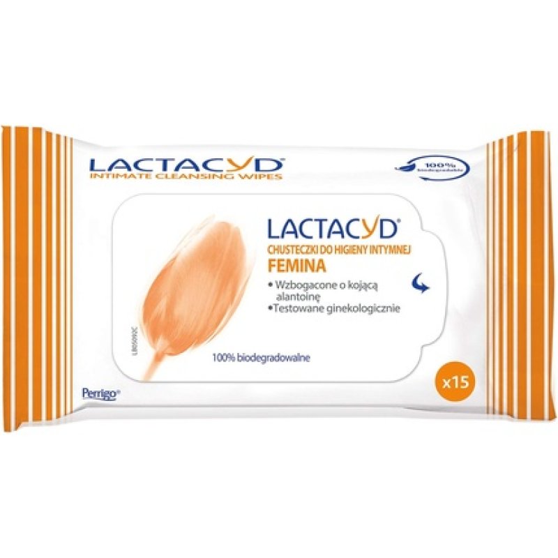 Lactacid Femina Intimate Care Wet Wipes Enriched with Soothing Allantoin 15 Wipes