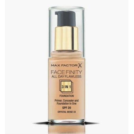 Max Factor Facefinity All Day Flawless 3 In 1 Bouteille Liquide 33 Crystal Beige