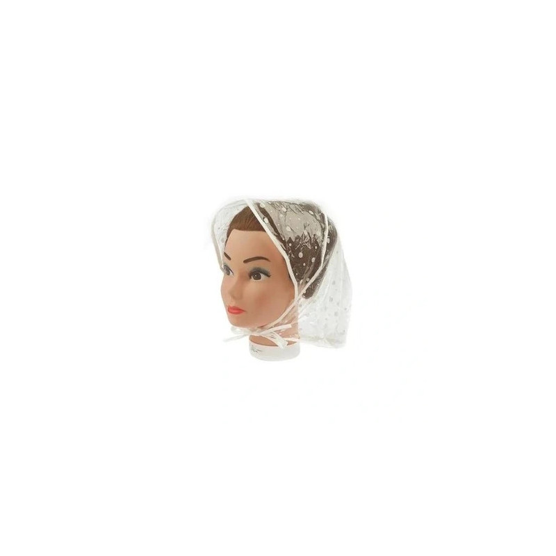 Sibel White Polka Dot Rain Bonnet
