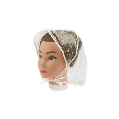 Sibel White Polka Dot Rain Bonnet