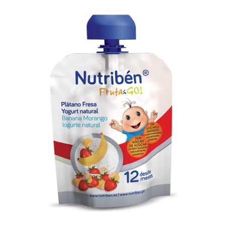 Nutriben Fruit & Go Banana, Strawberry, And Natural Yogurt - 90 G