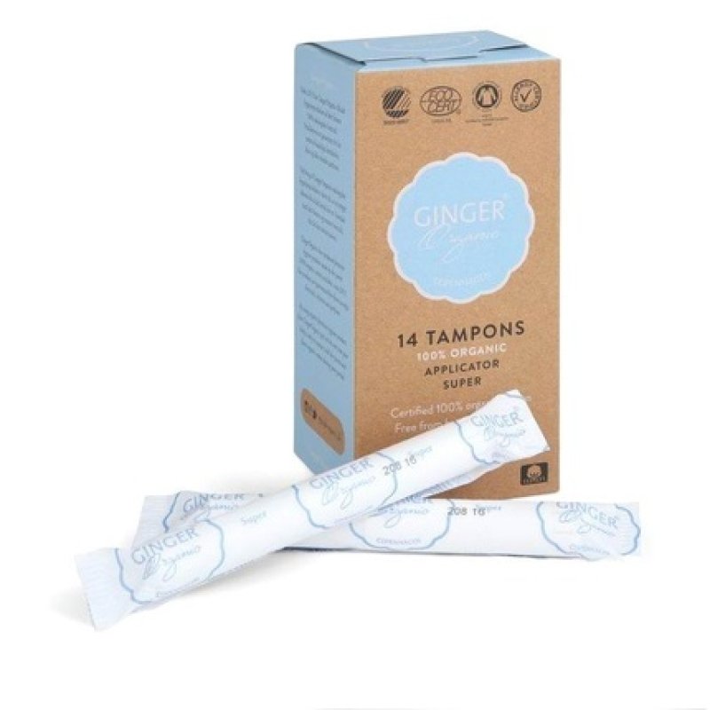 Ginger Organic Super Tampons Organic With Applicator - 14 Pieces