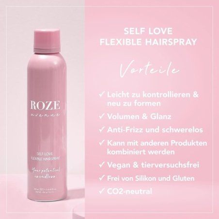Roze Avenue Hair Spray Flexibel Fixing Spray Texture and Volume Spray Vegan and Cruelty Free Hair Spray for Women
