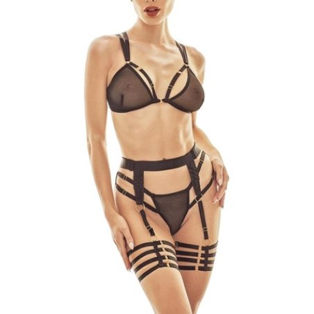 Anais Apparel 3-Piece Lingerie Set Black