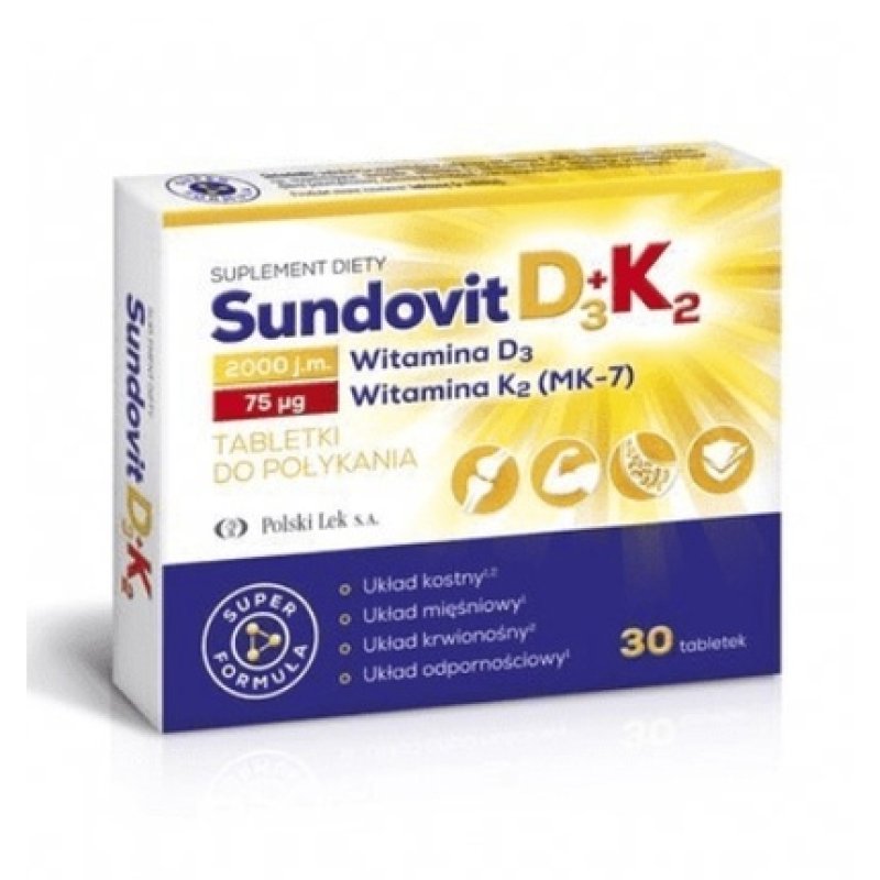 Sundovit Vitamin D3 K2 Supplement - 30 Tablets