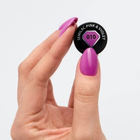 Semilac UV Nail Polish Pink & Violet Color 010 7ml - Intensive and Long-Lasting Color for Fingernails - UV LED Nail