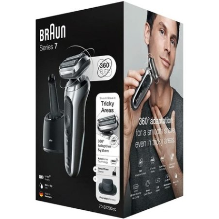 Braun Series 7 70-S7200CC Rasoir à grille Tondeuse Noir, Argent