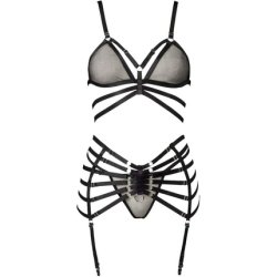 Grey Velvet Suspender Bandage Set XS-S Black