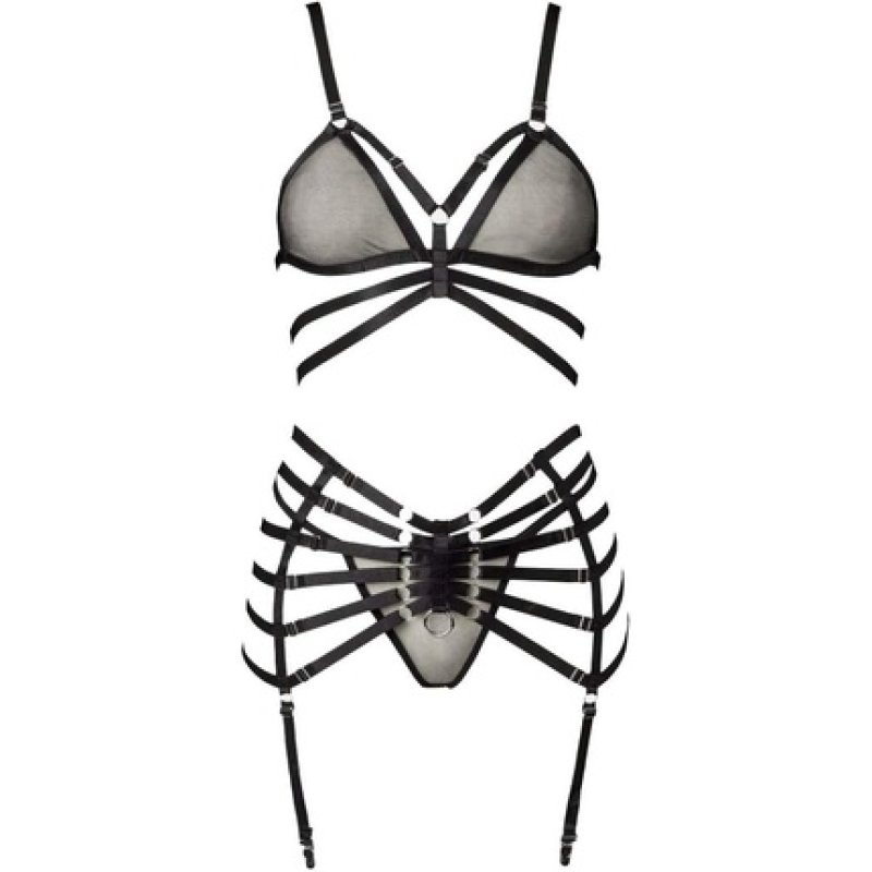 Grey Velvet Suspender Bandage Set XS-S Black