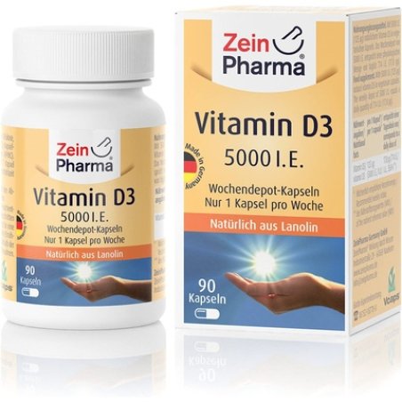 ZeinPharma Vitamin D3 5000 I.E. Capsules High Dose 90 Capsules - 2 Year Supply Natural Dietary Supplement