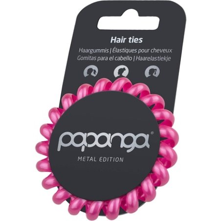 Papanga Spiral Hair Elastics Metal Edition Size Big, Metallic Dragon Pink Pack