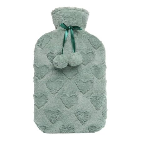 Ks Brands Embossed Hearts Hot Water Bottle 2 Litre Turquoise