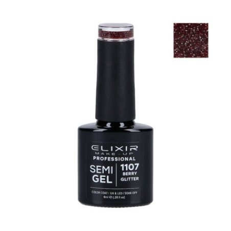 Elixir Hybrid Nail Polish 1107 Berry Glitter 8ml
