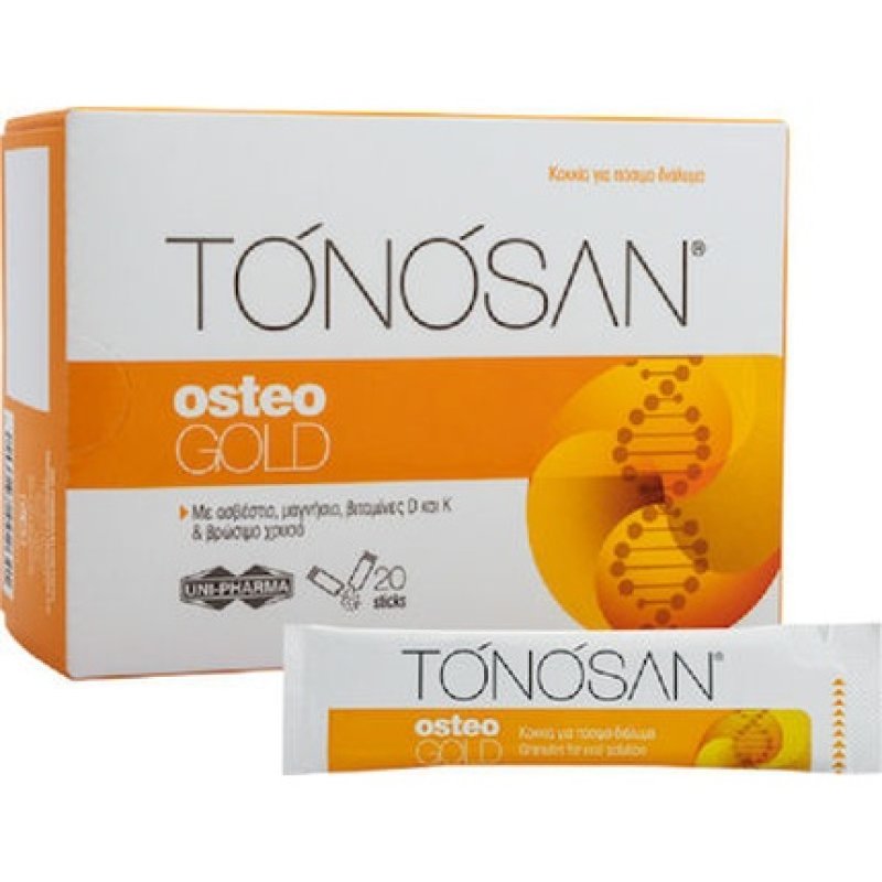 Uni-Pharma Tonosan Osteogold Dietary Supplement For Bones - Muscles, 20 Sachets