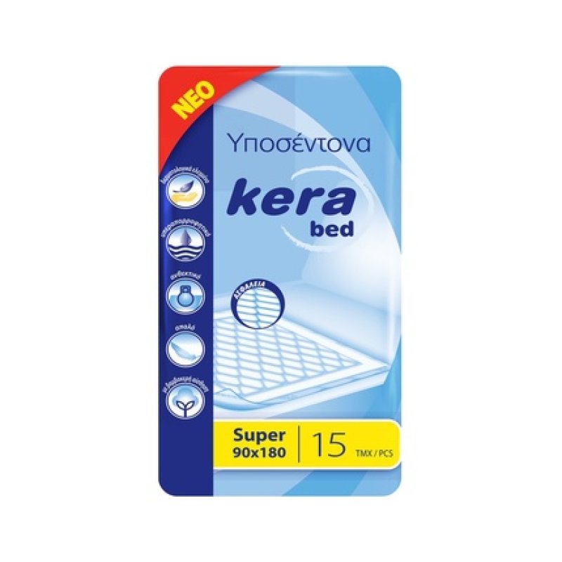 Kera Absorbent Incontinence Bed Pad - 15 Disposable Patient Pads, 90 X 180 Cm, Cotton Feel Comfort, Waterproof