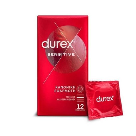 Durex Sensitive Thin Condoms For Greater Sensitivity, 12 Pieces