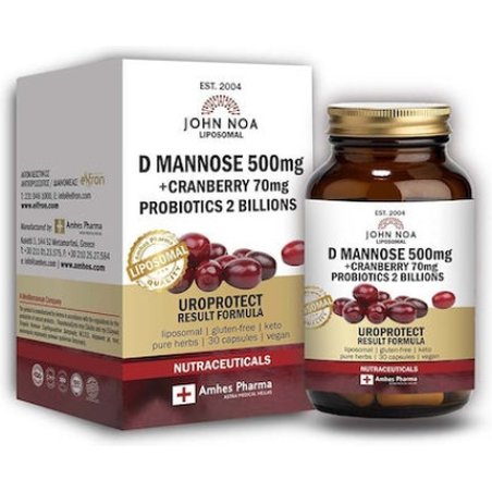 John Noa D-Mannose 500mg Cranberry 70mg Probiotics 2 Billion Liposomal Formula For The Urinary Tract - 30 Capsules
