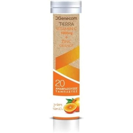 Genecom Terra Vitamin C 1000mg Zinc Effervescent Tablet Orange