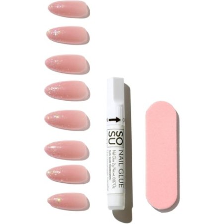 Sosu Salon Nails Sparkle Season 30 Glitter Press-On Nails 15 Sizes Pink