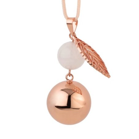 Babylonia Bola Pregnancy Jewelry Sound Ball Pregnancy Gifts for Pregnant Women Rose Gold with White Pearl and Leaf