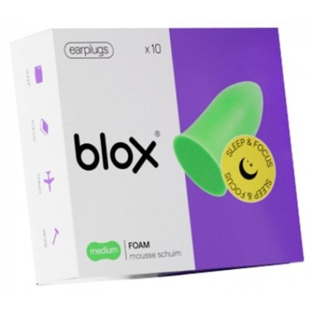 Blox Sleep & Focus Foam Earplugs Medium - Pack of 10