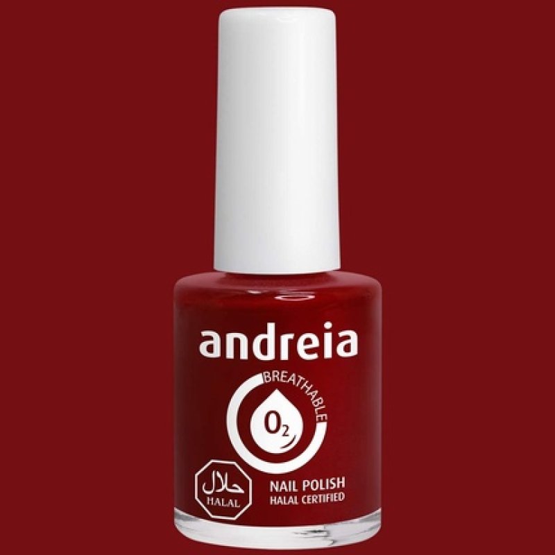 Andreia Halal Breathable Nail Polish Water Permeable Glossy Vegan and Cruelty-Free 10.5ml B14 Red