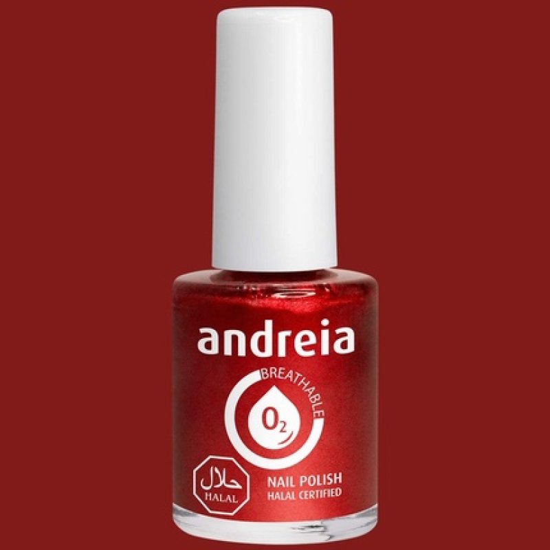 Andreia Halal Breathable Nail Polish Water Permeable Red Glossy Vegan and Cruelty-Free 10.5ml
