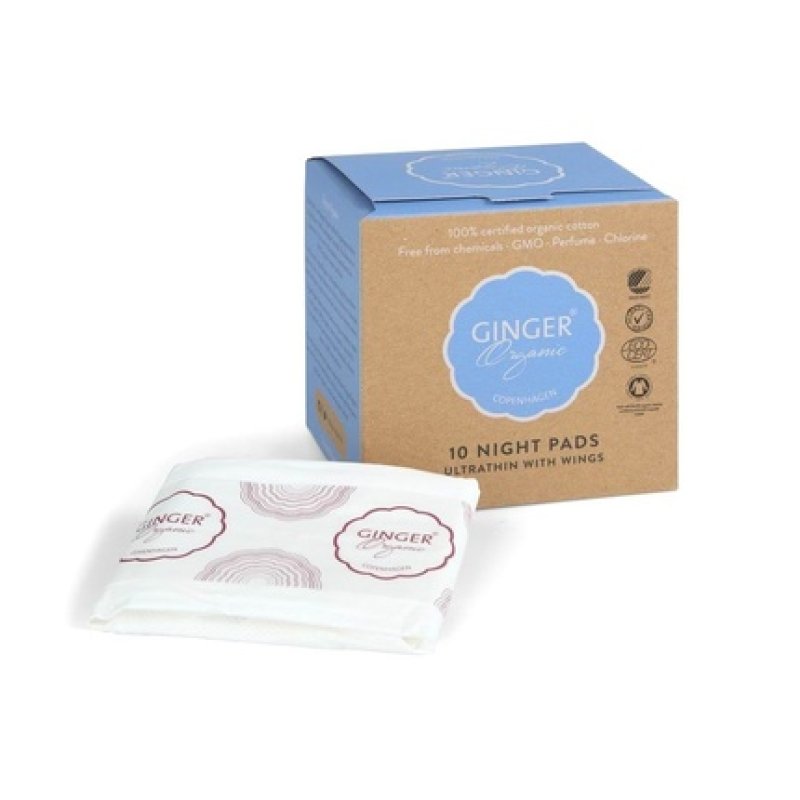 Ginger Organic Night Pads 10 Pieces