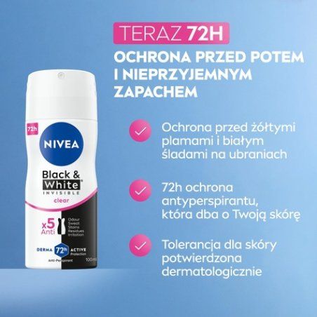 Nivea Black & White Invisible Clear Antiperspirant Spray 100ml