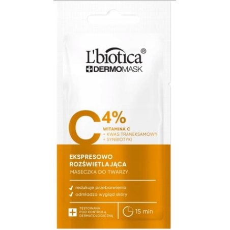 Lbiotica Dermomask Face Mask Instant Brightening With Vitamin C 8 Ml