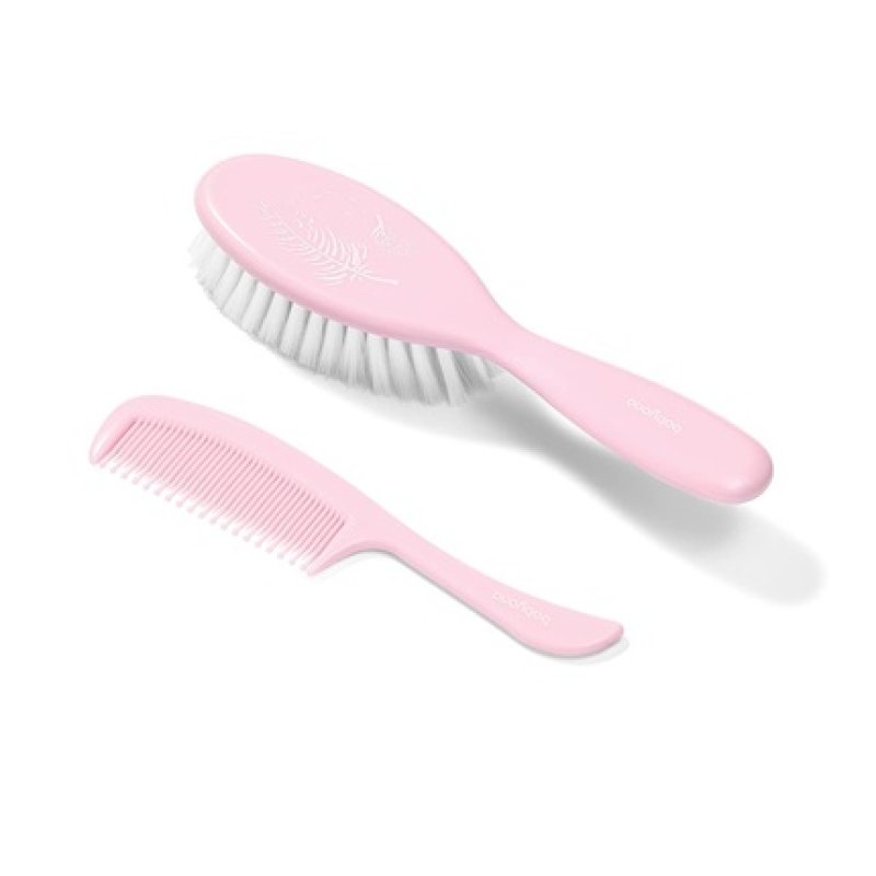 BabyOno Brush and Comb Set for Children and Infants with Soft Bristles Pink