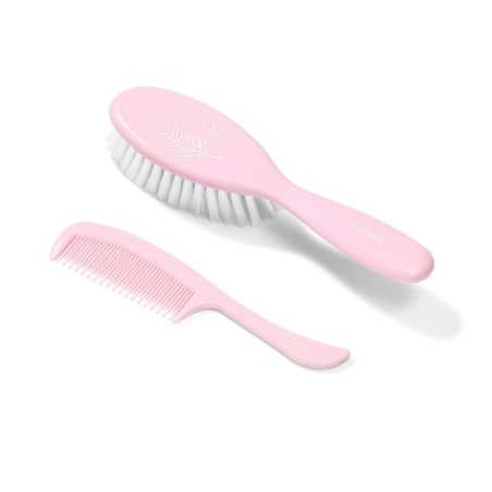 BabyOno Brush and Comb Set for Children and Infants with Soft Bristles Pink